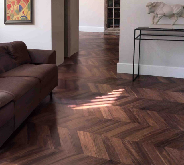 American Walnut Chevron Engineered Wood Flooring | Pukka Flooring