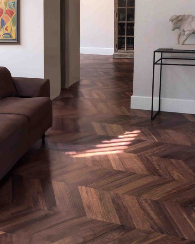 American Walnut Chevron Engineered Wood Flooring | Pukka Flooring