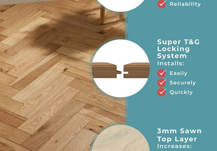 Pukka Flooring Loc Engineered Herringbone – 14 x 130mm Herringbone Engineered LOC – Natural Oak Brushed & Oiled