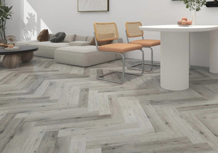 Manor Grey Oak Herringbone Dryback  LVT Flooring | Pukka Flooring