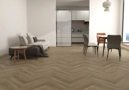 Light Beige Herringbone Dryback LVT Flooring | Pukka Flooring.