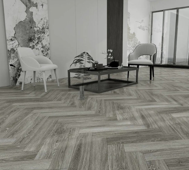 Danish Grey Herringbone Dryback LVT Flooring | Pukka Flooring