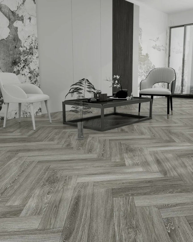 Danish Grey Herringbone Dryback LVT Flooring | Pukka Flooring