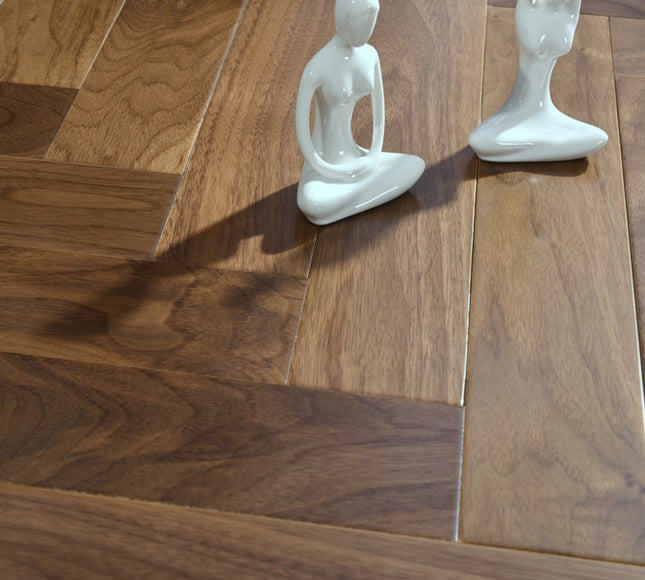 Walnut Herringbone UV Lacquered Engineered Herringbone Flooring -Pukka Flooring
