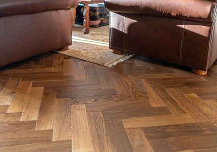 Golden Smoked UV Oiled Engineered Oak Herringbone Flooring | Pukka Flooring