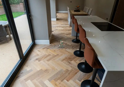 Dark Smoked B&UV Oiled  Limed Engineered Oak Herringbone Flooring | Pukka Flooring