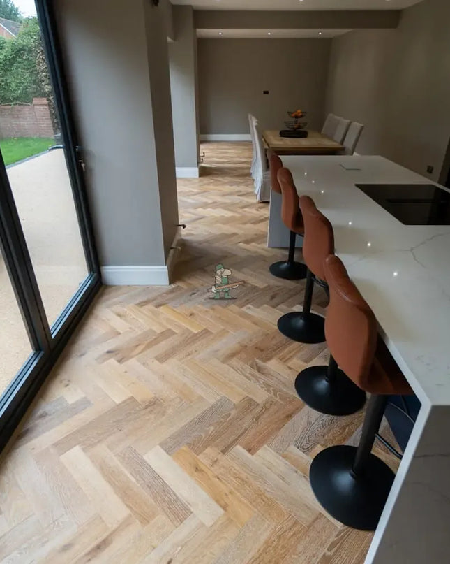 Dark Smoked B&UV Oiled  Limed Engineered Oak Herringbone Flooring | Pukka Flooring