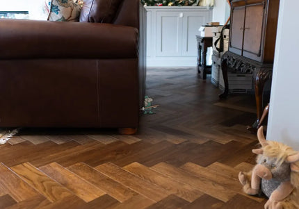 Golden Smoked UV Oiled Engineered Oak Herringbone Flooring | Pukka Flooring