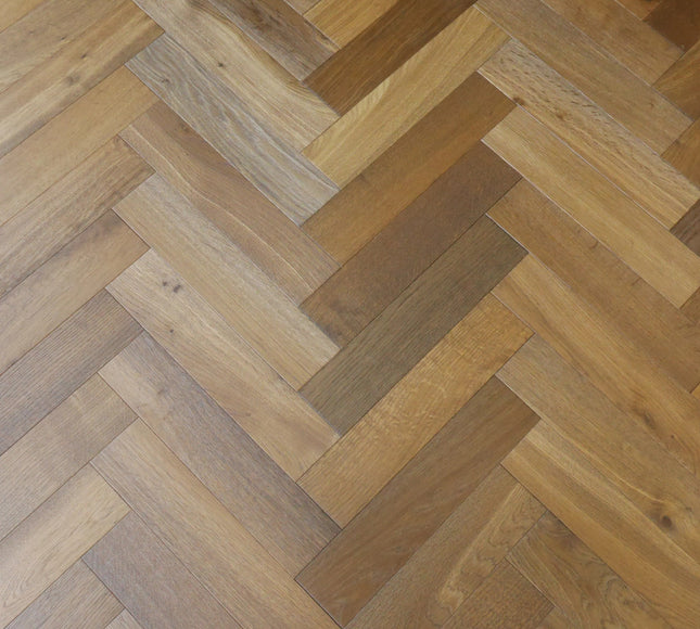 Smoked Natural (Brushed & UV Oiled) Engineered Herringbone Flooring | Pukka Flooring