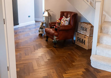 Golden Smoked UV Oiled Engineered Oak Herringbone Flooring | Pukka Flooring