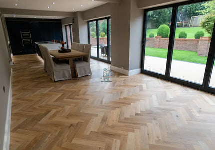 Dark Smoked B&UV Oiled  Limed Engineered Oak Herringbone Flooring | Pukka Flooring