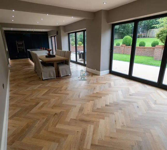 Dark Smoked B&UV Oiled  Limed Engineered Oak Herringbone Flooring | Pukka Flooring