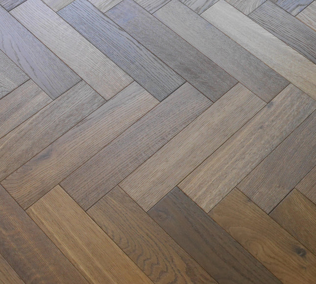 Smoked Natural (Brushed & UV Oiled) Engineered Herringbone Flooring | Pukka Flooring