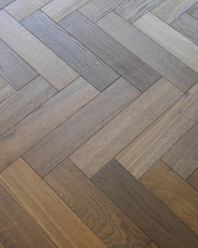 Smoked Natural (Brushed & UV Oiled) Engineered Herringbone Flooring | Pukka Flooring