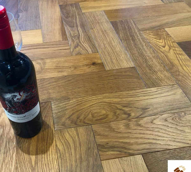 Pukka Flooring Engineered Oak Flooring – 14mm Engineered Oak Herringbone – Smoked Stained Brushed & UV Oiled