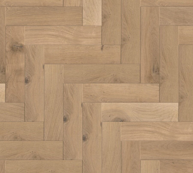 Pukka Flooring Engineered Oak Flooring – 20 x 120mm Engineered Herringbone – Natural Oak Brushed & Unfinished