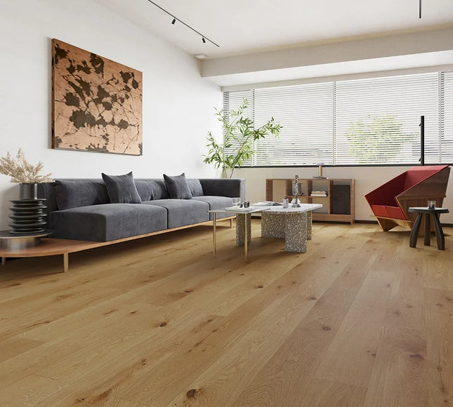 Pukka Flooring Engineered Oak Flooring – 12 x 190mm Click Engineered Oak – Natural Oak Brushed & Matt Lacquered