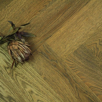 Pukka Flooring Engineered Oak Flooring – 12 x 150mm Click Engineered Oak Herringbone – Cognac Oak Brushed & Matt Lacquered