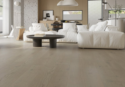 Pukka Flooring Engineered Oak Flooring – 12 x 190mm Click Engineered Oak – Platinum Oak Brushed & Matt Lacquered