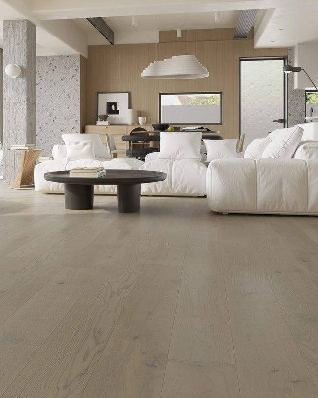Pukka Flooring Engineered Oak Flooring – 12 x 190mm Click Engineered Oak – Platinum Oak Brushed & Matt Lacquered