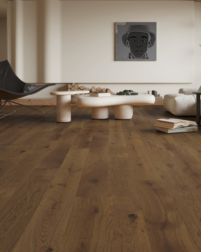 Pukka Flooring Engineered Oak Flooring – 12 x 190mm Click Engineered Oak – Harvest Oak Brushed & Matt Lacquered