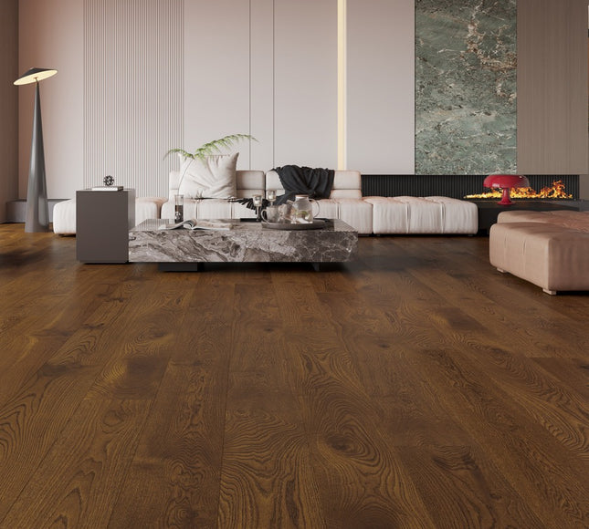 Pukka Flooring Engineered Oak Flooring – 12 x 190mm Click Engineered Oak – Cognac Oak Brushed & Matt Lacquered