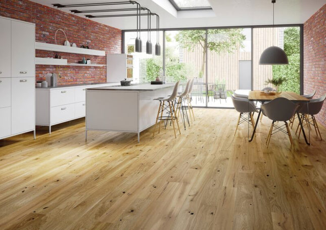 Pukka Flooring Engineered Hardwood – Natural Oak Brushed & Oiled 14 x 155mm Long European Engineered Oak 4V Bevel, 2200mm