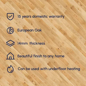 Pukka Flooring 5G Engineered Oak – 14 x 207mm Long European Engineered Oak – Natural Oak Brushed Matt Lacquered